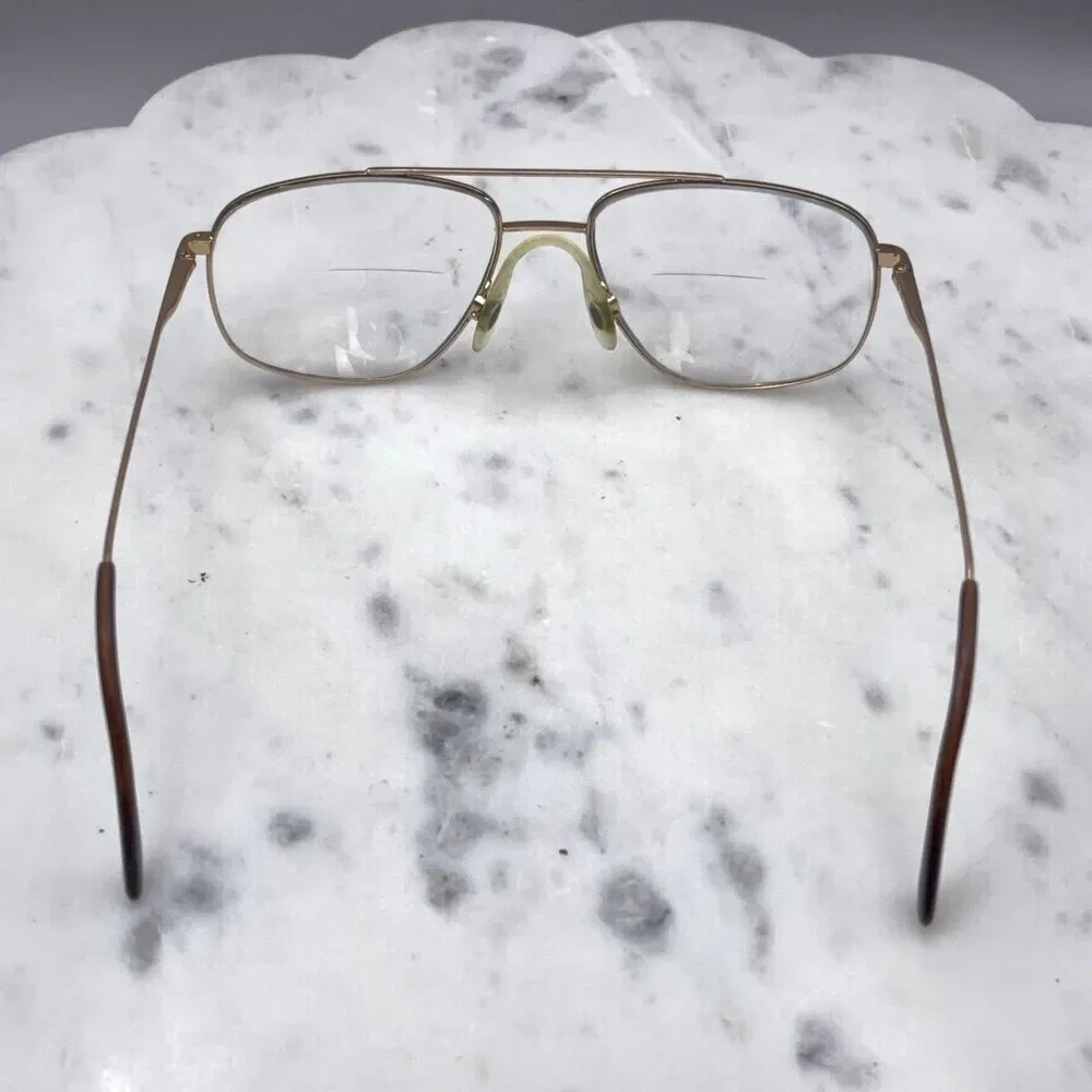 Vintage Marcolin MOD 6355 COL GEP Gold Aviator Eyeglasses Frames Only 56-17-145